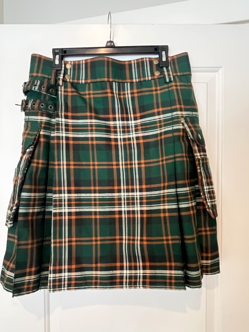 Utility Kilt Irish Tartan Style Cargo Pockets Sz 36 Rave Hunger Games Ren Faire